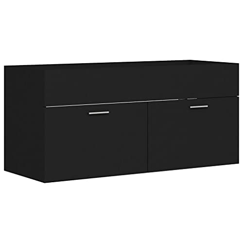Preisvergleich Produktbild vidaXL Waschbeckenunterschrank Waschtisch Unterschrank Badmöbel Badschrank Badezimmerschrank Badezimmer Schwarz 100x38,5x46cm Spanplatte