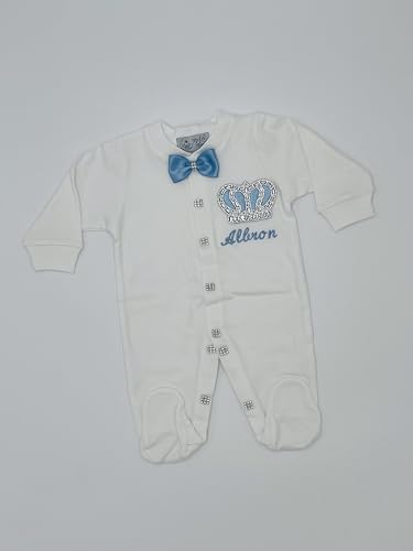 MELEK & MOON Personalized Luxury Infant Newborn Baby Boy Outfit – 3-Piece Cotton Set – Dynasty Debut Set3