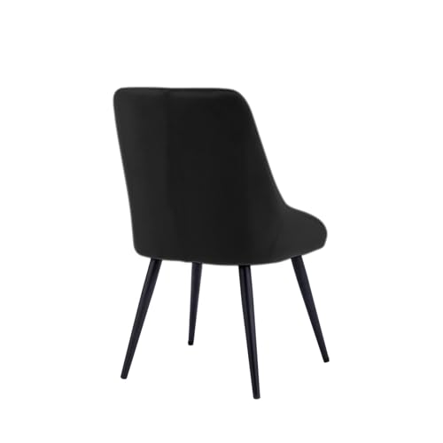 Image of Finch Fox Morris Velvet Dining Chair for Living Room, Bedroom, Home Office with Black Metal Legs in Black Color