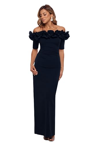 Robe longue off the shoulder Xscape en crêpe scuba premium, confection noble