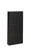 VEEHAUS Schuhregal Schmal Metall Schuhschrank Hoch Schuhkipper mit Magnetische Abdeckung Metall Montiert Schuhschrank Schmal und Wandmontage (Schwarz, 3 Klappen)