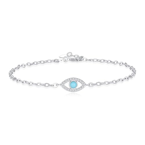 COAI Pulsera Ojo Turco Mujer, Pulsera de Plata 925 para Mujer con Dije de Ojo Turco Mal de Ojo de Turquesa Natural