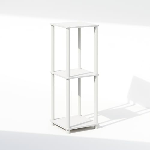 Image of Furinno Turn-N-Tube Set of 2, Book Shelf, Stackable Bookshelf, Bookcase with Easy Assembly, 13.4 x 13.4 x 20, for Living Room, Bedroom, Home Office, White /White