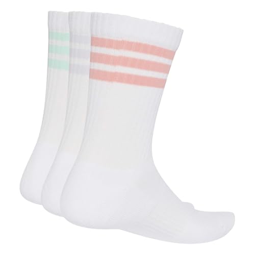 adidas Unisex 3Stripes Cushioned Sportswear Crew Socks 3 Pair Pack Socks, white/Semi Frozen Turbo/clear mint/Frozen Purple, M – Ansicht 3