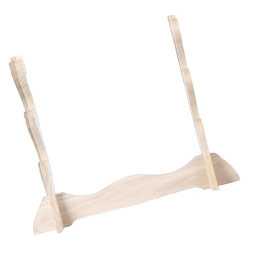 ORFOFE Wood Stand Five Tier Display Rack for Desktop Organizer Traditional Flute and Sword Holder Elegant Design with Construction for Home Decor and Storage