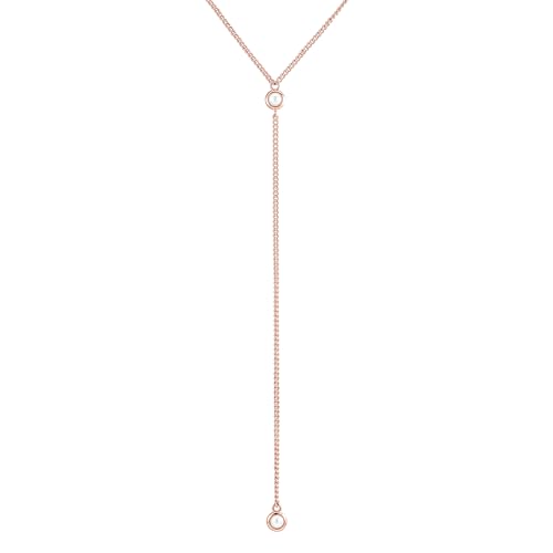 Gold-plated sterling silver lariat necklace with pearls, 16"-19"
