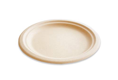 Bioodi Runde Einwegteller in Braun Ø 22 cm | 125 Stück | Hitzebeständige und Biologisch Abbaubare/Kompostierbare Teller aus Bagasse/Zuckerrohrrückständen | Für Mikrowelle und Tiefkühltruhe geeignet Cover