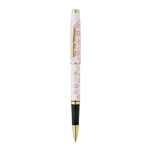 Image of Cross Coventry Black Lacquer Rollerball Pen with Gold-Tone Trim - Refillable, Luxury Gift Box (Pearl White)