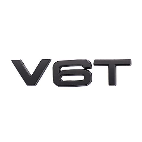 Image of V6T Emblem 3D Metal Badge Car Hood Truck Door Side Fender Rear Trunk Emblem Sticker Decals for RS Sline V6T S3 S4 S5 S6 S7 S8 A4L A5 A6L A3 A4 A7 Q3 Q5 Q7 (Black)