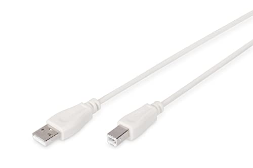 DIGITUS USB 2.0 Anschlusskabel - 3.0 m - USB A (St) zu USB B (St) - 480 Mbit/s - Verbindungskabel, USB-Kompatibel - Beige