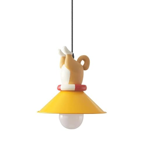 Lustre moderne Corgi en fer forgé : luminaire suspendu jaune pour chambre bébé