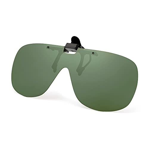 Image of JM Polarized Clip on Sunglasses Frameless Flip Up One Piece Shield Lens for Prescription Glasses