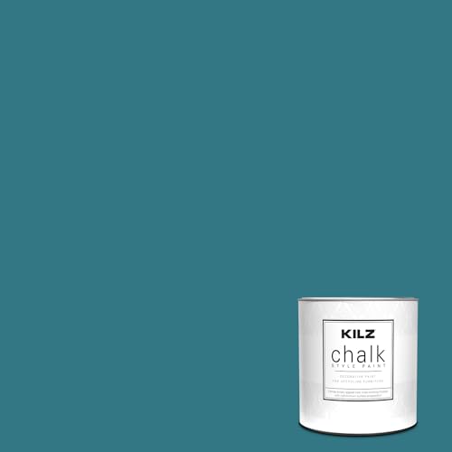 KILZ Chalk Style Paint, Interior, Ultra Flat, Basic Teal, 1 Quart