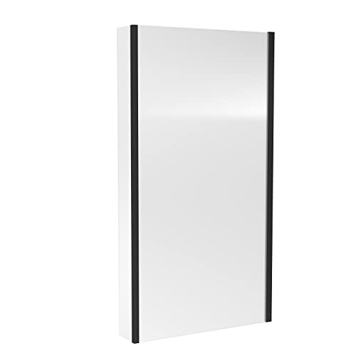 Image of nuie NSBS2BP Pacific Modern Bathroom L Shape Square Shower Bath 6mm Toughened Safety Glass Screen with Fixed Return, 1435mm x 805mm, Black