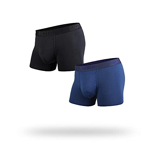 Bn3Th Men's Classic Truck Athletic Boxers - Breathable And Anti-Chafing Underwear With Our Patented Three-Dimensional Mypakage Pouch, Large (2 Pack - Black/Navy) #TOP21