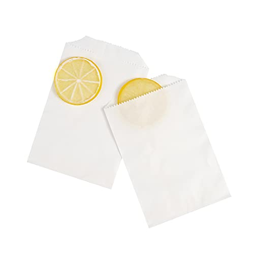 Volanic 100PCS 4X6 Inch White Paper Bags Small Flat Party Favor Bag for Bakery Cookies Sandwich Soap Packing