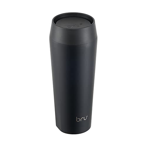 bru Travel - Insulated Coffee Cup Travel Mug for Hot Drinks, Leakproof, Ceramic Lined (Black Magic, 16oz | 460ml)