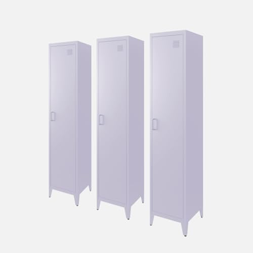 sweeek-Armario Dormitorio Industrial con 4 almacenamientos, Set de 3 Lilas - 38x38x180 cm