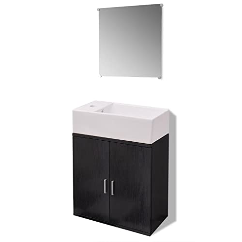 vidaXL Juego Completo de Muebles de Cuarto de Baño con Lavabo 3 Piezas Negro
