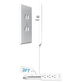 Sleek Socket Ultra-Thin Electrical Outlet Cover | Hides Ugly & Unsafe Plugs & Cords | 3 ft. Oversized Outlet Cover with 3 Outlet Power Strip | UL/CSA Safety Certified