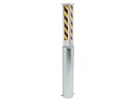 The Workplace Depot Telescopic Parking Security Barrier Post – Heavy-Duty Steel, Rust-Proof Zinc Finish, Black/Yellow Reflective Tape – Driveway Access Control – 520mm Above Ground, Padlock Included