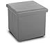 Puff Taburete para almacenaje Plegable Carga máxima de 300 kg 38x38x38cm, Otomano Asiento (Pack 1 Unidad, Gris Cuero)