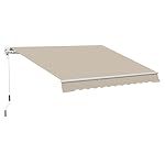 Outsunny 12′ x 10′ Retractable Awning Patio Awnings Sun Shade Shelter with Manual Crank Handle, 280g/m² UV & Water…