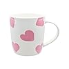 Nicola Spring 350ml Simply Home Stoneware Mugs - White & Pink Hearts - 6X Large Reusable Cute Ceramic Coloured Coffee Latte Hot Drinks Tea Cups Set with Handle | Gifts for Men & Women #3