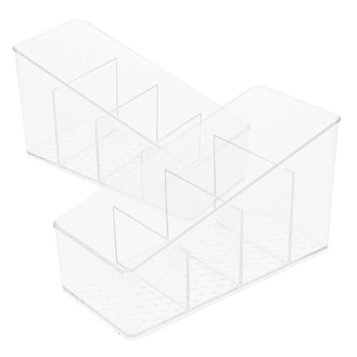 OUNONA 2pcs 4 Tea Bag Storage Box Tea Bags Room Organization and Storage Tea Bag Case Sugar Bag Holder Sugar Bag Stand Tea Bag Organizer for Cabinet Tea Bag Holder The Pet Transparent