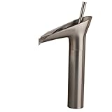 Grifo de lavabo clásico estilo antiguo cascada for baño, grifo de agua caliente y fría de bronce de un solo orificio tipo copa
