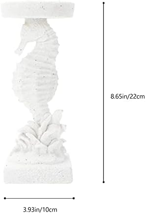 Uonlytech 1pc Candlestick Simple Candle Holder Tealight Holder Decorative Seahorse Candle Holder Decorative Candle Nautical Candle Holder Christmas Tea Light Holder Grace White Pillar Resin