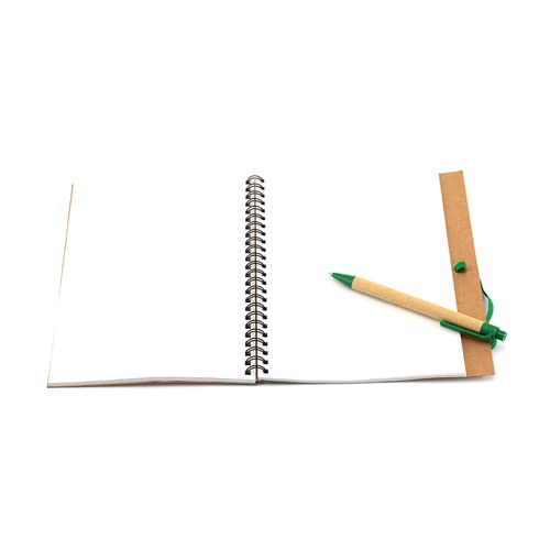 Lote de 20 Libretas Bloc de Notas Cartón Reciclado 100% Kraft con Bolígrafo Incluido - 60 Hojas - Libretas, libretitas originales y baratas, handmade, kraft baratas para Detalles, Recuerdos de Bodas