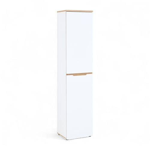 Memphis Aktenschrank in Weiß, Artisan Eiche Optik - Moderner Büroschrank - 45 x 197 x 38 cm (B/H/T)
