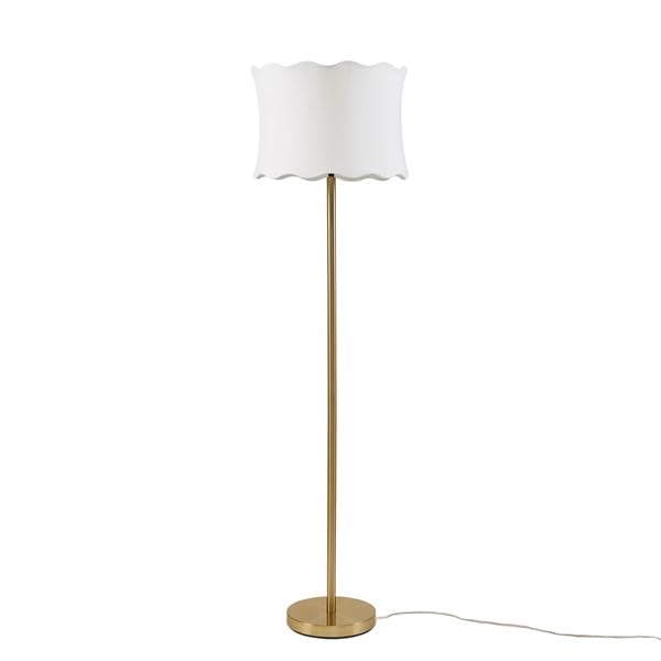 INK+IVY Modern Floor Lamp with White Scallop-Shaped Lampshade, Modern Dimmable Floor Lamp with Polished Metal Base, One Type A Bulb is Included, for Bedroom Study Room by INK+IVY - Used condition - Image 3