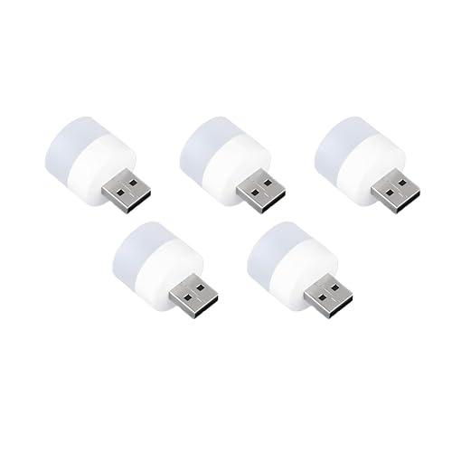 Oblivion Mini USB Led Light | Plug in Night Light Bulb | USB Light for Laptop | Portable USB Led Lamp | Portable Car Bulb for Bedroom Bathroom & Kitchen Use (5 Pcs) | Plastic, White view 1