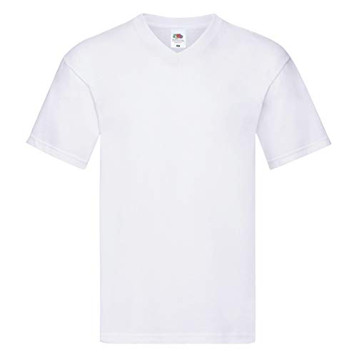 Fruit of the Loom Mens Jersey V-Neck T-Shirt (SFVR) - White - Medium