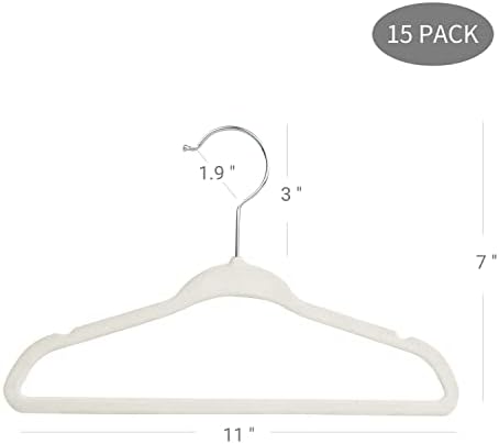 ManGotree Baby Velvet Hangers,Infant and Toddler Hangers,No-Slip Children Hangers, Ultra-Slim Space Saving Kids Hangers, Sturdy&Durable Clothes Hangers 15 Pack (Cream)
