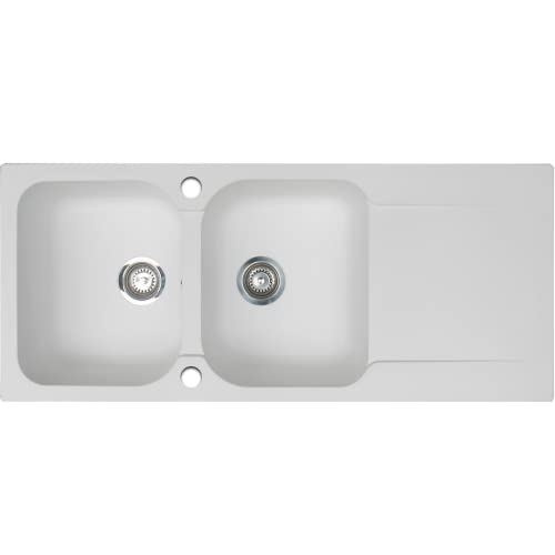 Essebagno Lisse lava-loiças reversível 2 baldes 1 escorredor em resina branca