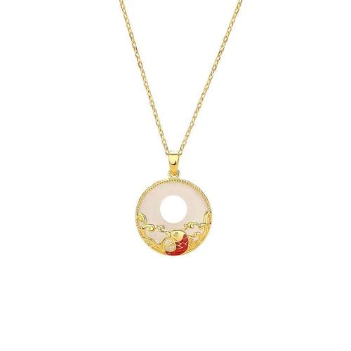 Collier calcédoine femme argent dore bijoux pendentif rond