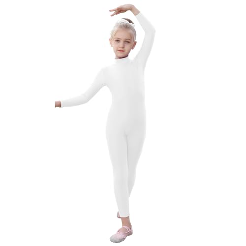 YgneeDom Kids Girls One Piece Spandex Unitards, Long Sleeve Turtleneck Unitard, Full Body Catsuit Dance Leotard Costumes