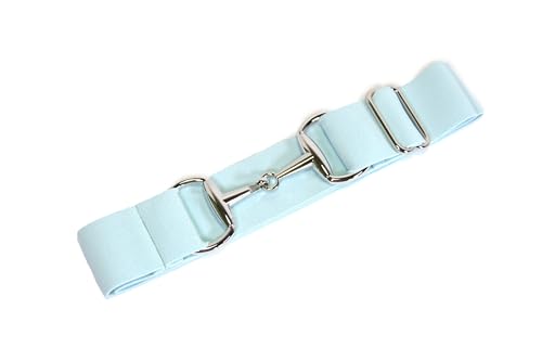 Kids 1.5 inch Elastic Equestrian Belt, Horse Riding Belt with Silver Buckle for Riding Breeches Girls (Light Aqua), Adjustable