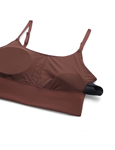 Image of CRZ YOGA V Back Longline Sports Bras | Medium Support, Removable Pads, Yoga, Brushed, Scoop Neck, Spaghetti Straps, for Women