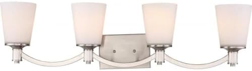 Nuvo Lighting 60/5874 Laguna 4 Light 100W A19 max. Medium Base Vanity and Wall with White Glass, Brushed Nickel