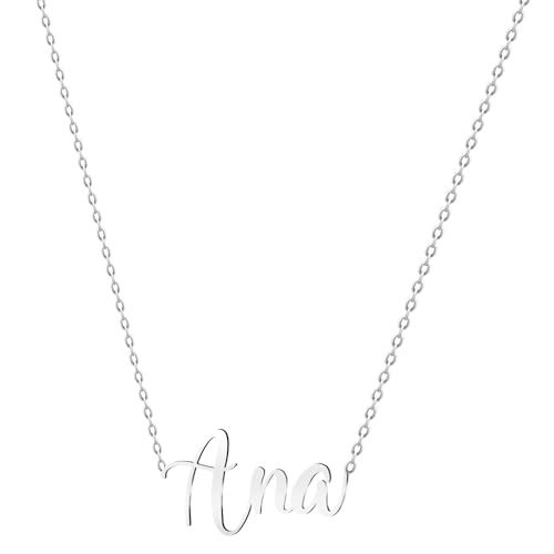 various Collar Nombre Ana Acero Inoxidable-Colgante Nombre Personalizado Plateado para Collar Mujer-Regalos Personalizados para Mujer Madres Niña Parejas, Mejor Amiga