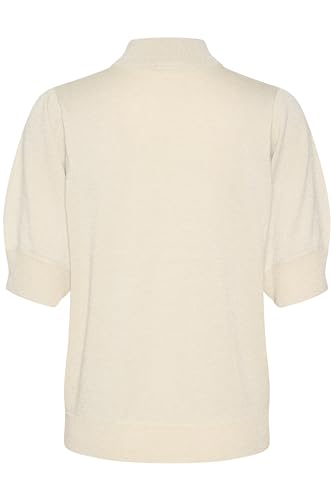 KAFFE Strickpullover KAregina Damen Strickpullover Glitzer Pullover Kurzarm Rollkragenpullover Pulli Sand Dollar S