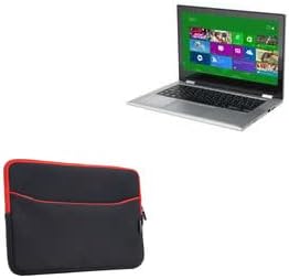 BoxWave Case Compatible with Dell Inspiron 13 7000 - SoftSuit with Pocket, Soft Pouch Neoprene Cover Sleeve Zipper Pocket - Jet Black with Red Trim