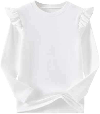 Zeetaq Dames effen basic top lange mouw meisjes kinderen casual wear uniform ronde hals T-shirt tops, houtskool, 3-4 jaar