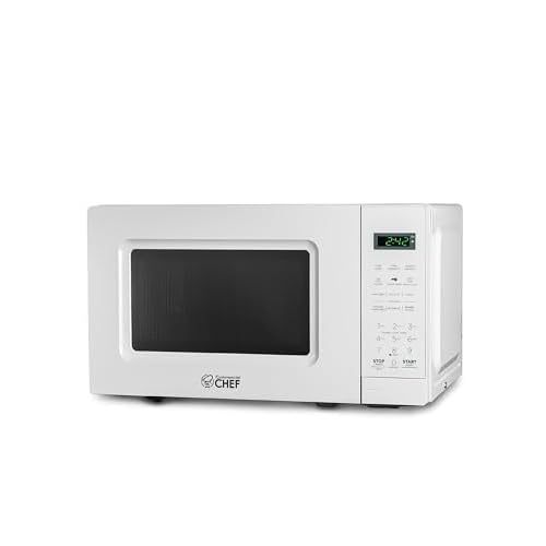 COMMERCIAL CHEF 0.7 Cu Ft Microwave with 10 Power Levels, 700W Microwave with Digital Display, Countertop Microwave with Child Safety Door Lock, Programmable with Push Button, White