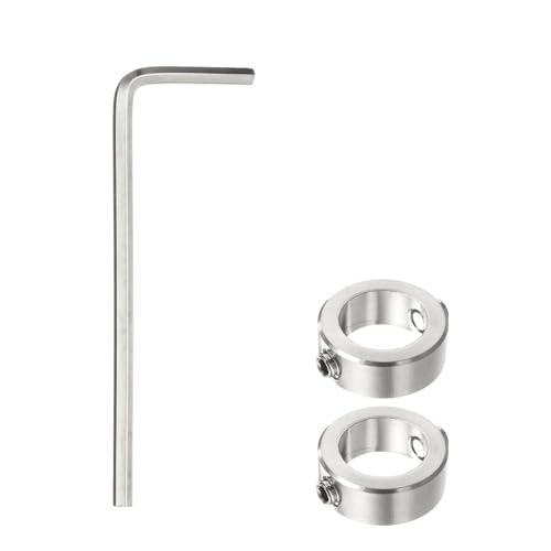 sourcing map 2pcs 16mm Drill Stop Collar Set Depth Stop, Adjustable Stainless Steel Drilling Limit Ring, Anodizing Surface Dowel Shaft Chuck Positioner with Hex Wrench, Silver