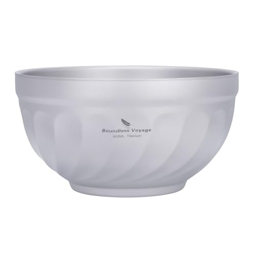 iBasingo 800ml Titanium Camping Bowl Metal Soup Rice Bowl, Ti-color Ti1169T